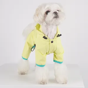Cute Color Matched Small Dog Clothes Pet Raincoat Yellow Raincoat Dog