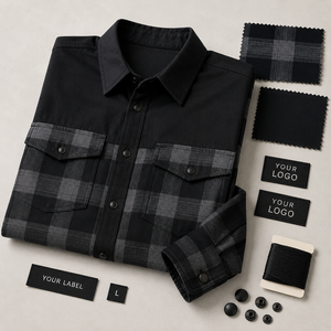 Chemise de travail à manches longues personnalisée pour homme, chemise à carreaux boutonnée, surchemise, logo personnalisé, marque privée, fabricant OEM, vente en gros - Product Image 3