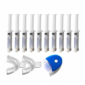 Global TM 35% Kit de blanqueamiento dental con peróxido de carbamida 10 piezas 10cc Gel blanqueador 1 acelerador LED luces 2 bandejas 2 sombras - Product Image 1