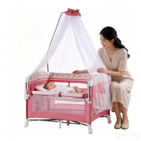 Parc de jeu pour bébé en métal, norme européenne, très populaire, portable, pour enfants de 0 à 3 ans, lit de voyage pour salon et hôtel