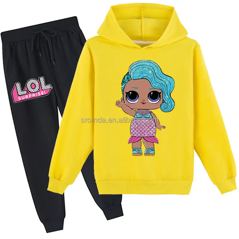 Sromda LOL Girls Clothing Set Comfortable And Fashionable Girl 2 Pieces Set Clothing Children's Cotton Hoodies Suit