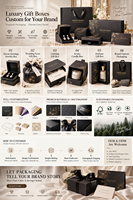 Boîte d'emballage rigide noire écologique personnalisée avec logo brillant de luxe pour parfum, bougie, vêtements, boucles d'oreilles, cadeau haut de gamme, ruban