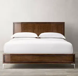 美式设计室内客厅沙发床家具圆滑流线型贝诺特面板木床