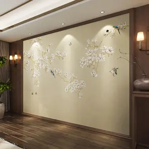 중국 스타일 꽃 조류 벽지 3d 벽 벽화 인쇄 벽 종이 홈 장식