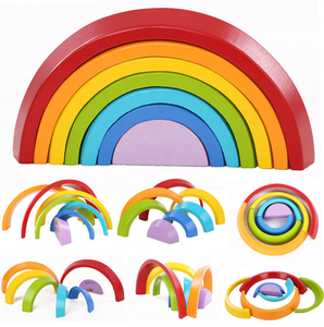 Blocchi di <span class=keywords><strong>puzzle</strong></span> di legno di scuola materna per bambini di intelligenza giocattoli montessori rainbow bridge building <span class=keywords><strong>block</strong></span> per la vendita - Product Image 6