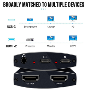 อะแดปเตอร์ <span class=keywords><strong>AV</strong></span> ดิจิตอล USB C เป็น Dual HDMI 3.<span class=keywords><strong>1</strong></span>ชนิด C เป็น HDMI <span class=keywords><strong>2</strong></span> Dual Display Converter 4K 60Hz พร้อมช่องเสียบสัญญาณเสียง3.5มม. สำหรับ MacBook - Product Image 3