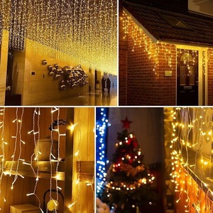 Cortina de <span class=keywords><strong>Luces</strong></span> LED Solares de Cadena Impermeable Tira de Hielo Decorativa <span class=keywords><strong>Cascada</strong></span> para Patio Ambiente Navideño Iluminación de Fiestas - Product Image 4