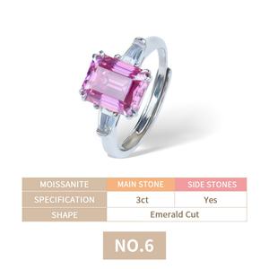 แหวนมอสซาไนต์สีชมพู 3 กะรัต หรูหรา เงินแท้ 925 เครื่องประดับหมั้น แหวนเงินแท้ 925 พร้อมใบรับรอง GRA - Product Image 5