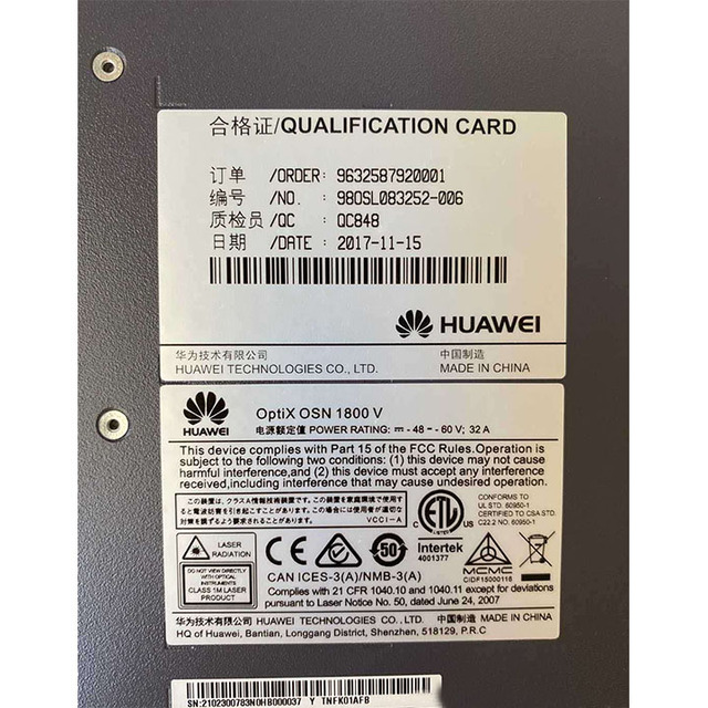 OptiX OSN1800V 02300783 TNFK01FB UXCM UNS4 XCH PIU EGS4 EX4 8portTOA