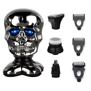 Nouveau rasoir électrique pour hommes à tête chauve avec design <span class=keywords><strong>de</strong></span> crâne d'Halloween 5 en 1, têtes flottantes, tondeuse à barbe, étanche IPX5 - Product Image 1