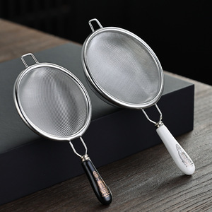 Colador de té de acero inoxidable con mango de cerámica redondo, filtro para accesorios de la ceremonia del té Kung Fu - Product Image 1