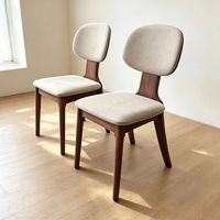 Chaise de salle à manger simple et moderne de style nordique en bois massif, avec rembourrage épais en coton et lin, sans accoudoirs, design non rotatif, mobilier de maison