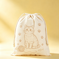 Pochette à cordon en toile écologique et recyclable avec motif de dessin animé imprimé, sac de rangement de voyage compact et réutilisable, anti-poussière