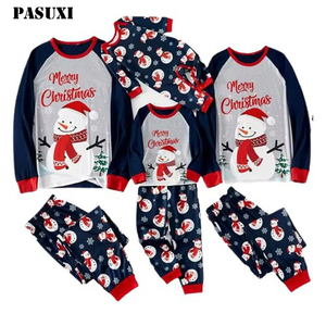 PASUXI nuevo otoño familia ropa de dormir conjunto manga larga cuello chico bebé <span class=keywords><strong>Navidad</strong></span> <span class=keywords><strong>pijamas</strong></span> cintura elástica cierre ropa de casa para <span class=keywords><strong>pareja</strong></span> - Product Image 2