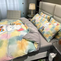 2024 plus récent poids léger de haute qualité 100% imprimé naturel pur soie tissu dessin animé ensemble de draps de lit