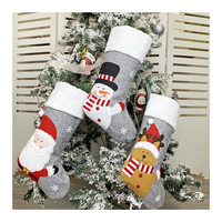 Sang Trọng Màu Xám Lớn Giáng Sinh Stocking Snowman Tuần Lộc Santa Claus Xmas Vớ Thêu Cảm Thấy Giáng Sinh Stocking