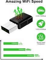 Adaptador WiFi externo USB de doble banda 2,4G/5,8G 600Mbps para ordenador portátil, compatible con red inalámbrica, Windows 11/10/8/7/XP