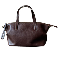 Tas Kulit Sapi Asli Berlogo Kustom, Model Boston Vintage untuk Wanita, Tas Selempang Kecil dengan Tali