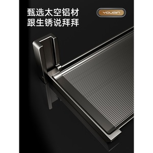 Wall Mounted Folding Food Preparation Rack 39cm Gunmetal Gray Polished Punch Free <b>Kitchen</b> <b>Storage</b> <b>Shelf</b> - Product Image 4