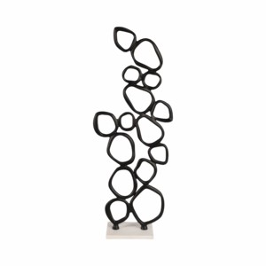 Scultura Astratta in Metallo con Anello, Statua con Base in Marmo, Decorazione per la Casa, Figurina Ornamentale, Accento per Scaffale e Tavolino da Caffè - Product Image 1