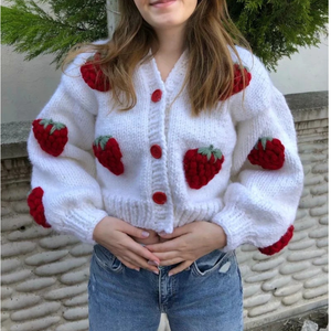 <span class=keywords><strong>Pull</strong></span> d'hiver cardigan chaud en acrylique 100% <span class=keywords><strong>fait</strong></span> à la <span class=keywords><strong>main</strong></span> personnalisé avec embellissements floraux de petites marguerites pour filles et dames - Product Image 4