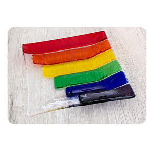 Posavasos de bebidas de vidrio fundido de arcoíris, manteles de mesa de vidrieras hechos a mano, azulejo de vidrio de fusión colorido a rayas de arcoíris para decoración del hogar - Product Image 5