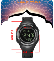 Jam Tangan Digital LCD Tahan Air Al Fajr Azan, Hadiah Religius Muslim, Alarm Sholat, Penanda Al-Quran, Sensor Mekkah, Kompas Kiblat