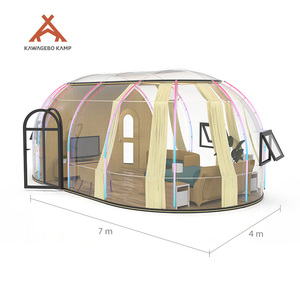 Dôme de restaurant <span class=keywords><strong>bulle</strong></span> géodésique préfabriqué en polycarbonate PC Kawagebo Kamp (KK) de 4 m / 13,1 pi de largeur, ovale, pour glamping - Product Image 1