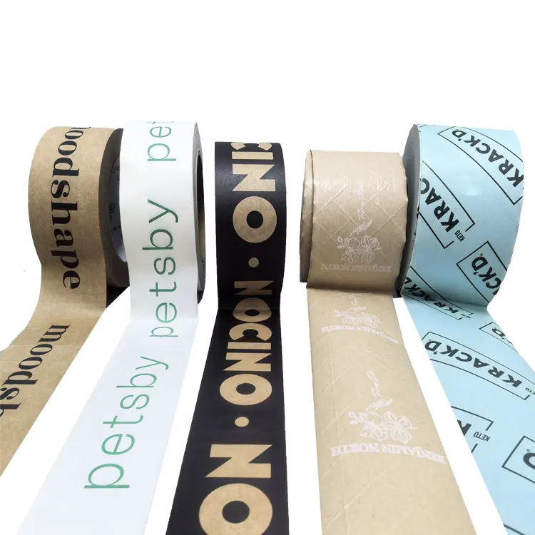 Full colour design strong reinforced gift wrapping tape custom printed logo sticky gum brown packing craft paper packaging tape