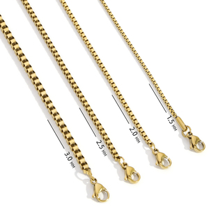 1.5 ~ 3 MM 두꺼운 기하학적 스테인레스 스틸 박스 체인 목걸이 18 ~ <span class=keywords><strong>24</strong></span> 인치 남성과 여성 쥬얼리 링크 초커 - Product Image 1