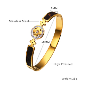 Brazalete de Acero Inoxidable con Zirconia, Chapado en Oro de 18k, Diseño Inspirado en Marcas Famosas, Joyería Fina de Moda - Product Image 2
