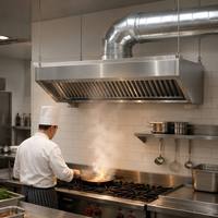 Hotte de cuisine professionnelle murale en acier inoxydable SUS 304 avec filtre à déflecteur pour restaurant