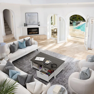 Farmhouse <strong>Furniture</strong> 3 Hidden Storage Compartments <strong>Smart</strong> Coffee Table Wood with Storage - Product Image 4