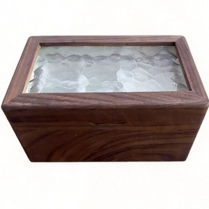 Caja de joyería de madera maciza de nogal negro, rectangular de doble capa con interior de terciopelo para almacenamiento de collares, anillos y pulseras - Product Image 3
