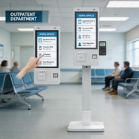 Kiosque de point de vente (PDV) auto-service sur pied de 21,5 pouces pour hôpital, avec écran tactile 10 points sous Windows et imprimante, pour l'enregistrement et le paiement