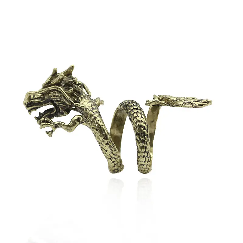Factory Stock Dragon-shaped Ring Retro Zodiac Open Dragon Ring Chinoiserie Antique Bronze Finger Jewelry