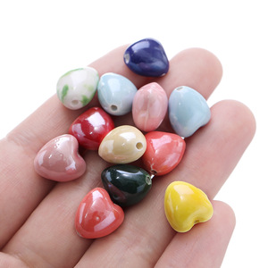 Perles en céramique en forme de cœur de couleur bonbon, 12x13mm, pour la fabrication de bracelets, perles espacées, accessoires de bijoux, DIY - Product Image 3