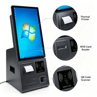 Kiosque tactile de libre-service de bureau, terminal de paiement automatique tout-en-un sous Windows avec imprimante thermique, lecteur de cartes RFID et scanner QR