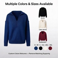 Pull en tricot à col polo rétro pour femmes, style français, ample, doux, chaud, décontracté, automne, OEM ODM personnalisé