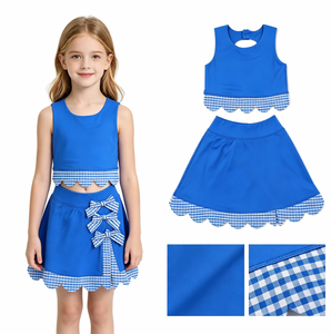 Conjuntos de Yoga de Verano sin Mangas para Niñas, Top de Tirantes con Lazos y Falda, Ropa de Yoga para Niñas - Product Image 6