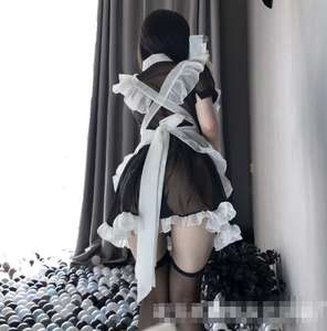 Ecowalson - Lencería Sexy con Encaje y Lazo, Uniforme de Sirvienta para Cosplay, Ropa Interior Sexy, Lencería Erótica Transparente, Disfraz para Juego de Rol de Halloween - Product Image 5