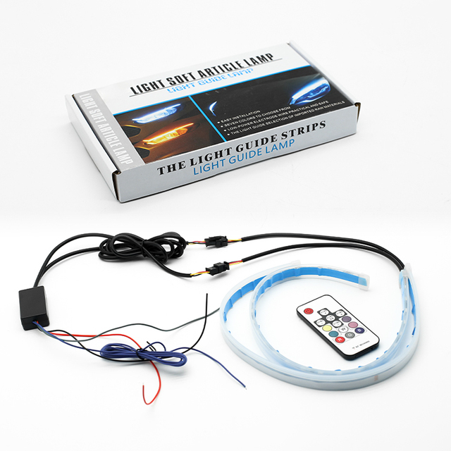 Flexible Turn signal Light for Car 45cm Dynamic RGB with Controller DRL Led Light Strip Turn signal