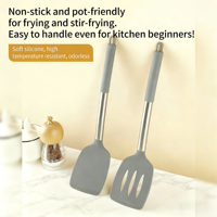 Ensemble de spatules de cuisine en silicone antiadhésives, spatule en silicone souple résistante aux hautes températures, sans odeur, manche en acier inoxydable pour la cuisson