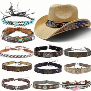 Wholesale Bulk Cowboy Feather Fedora <b>Hat</b> <b>Bands</b> Accessories Cheap Sale Image Style Unisex All Seasons Custom OEM Service - Product Image 2