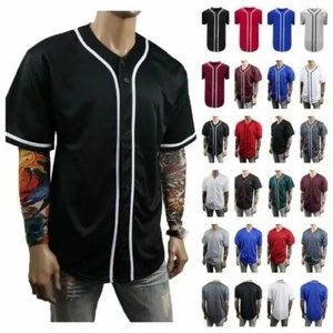 Mens Button <b>Down</b> Baseball Jersey Casual Streetwear Tee Shirt Homme Short Sleeve Team Uniform Baseball T Shirt - Product Image 1