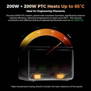 Secador de Filamento Creality SpacePi X4, 4 Bobinas, Cámaras de Calentamiento Dobles, Calentamiento Rápido PTC de 200W, Máquina de Secado de Plástico - Product Image 4