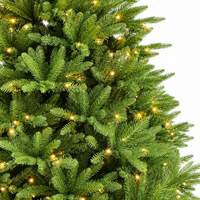 Sapin de Noël artificiel pré-éclairé PE+PVC 7 pieds, luxe, toucher réaliste, avec lumières LED et base métallique pliable