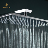 Lanerdi Ensembles de colonnes de douche thermostatiques exposées haut de gamme en laiton chromé avec pommeau de douche à effet pluie Bouton de piano Inverseur à 3 voies