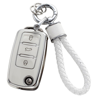 Coque de clé de voiture noire à bord argenté, incrustation de diamants et porte-clés mousqueton, best-seller transfrontalier sur Amazon