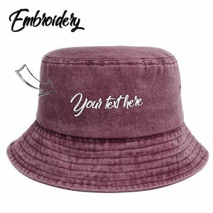 Sombrero de cubo de estilo Vintage bordado personalizado, gorra Retro clásica de algodón lavado para hombres y mujeres, uso diario informal para pesca y esquí - Product Image 3